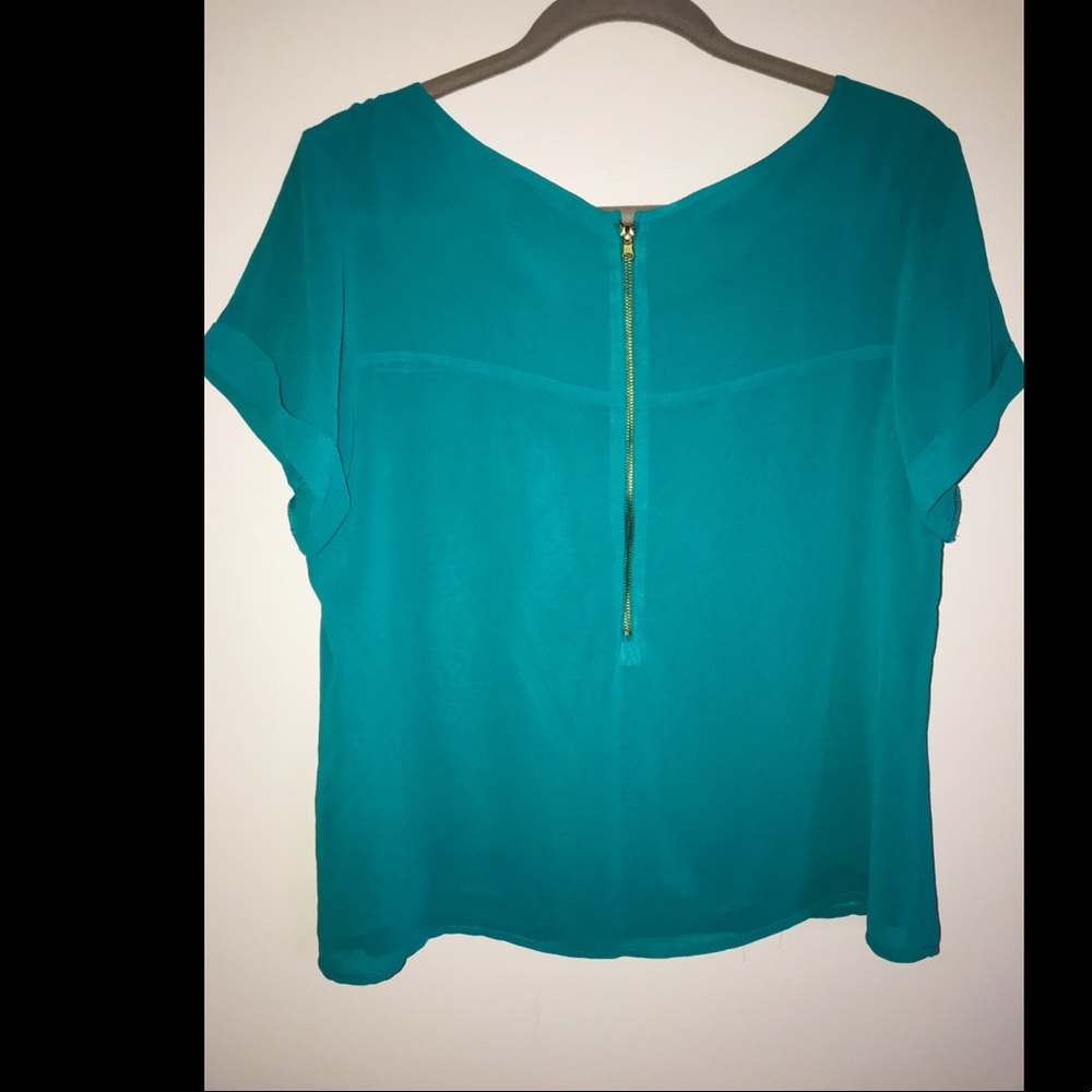 Forever 21 Love 21 teal short sleeve top large - Picture 4 of 5